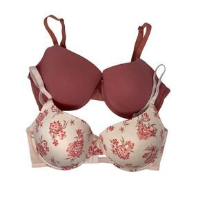 Adrienne Vittadini Studio Set of 2 Bras Pink & Floral Women’s Size 40DD